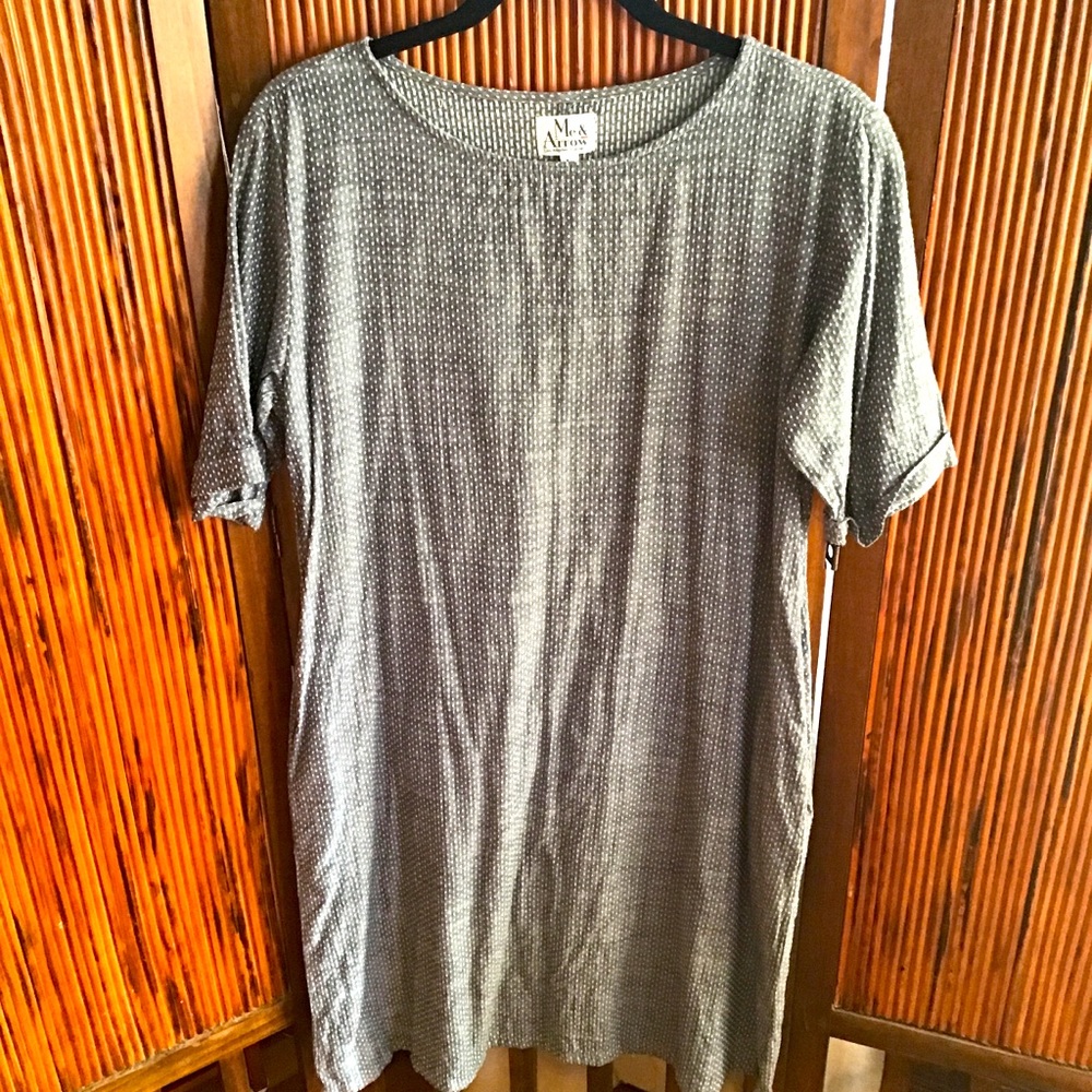 Me & Arrow Dress in Polka Dot Gray Chambray